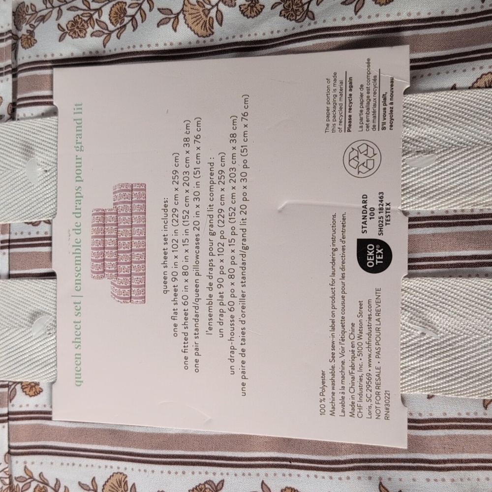 Peri Home Queen Sheet Set Tan Taupe Floral Print - Picture 5 of 7